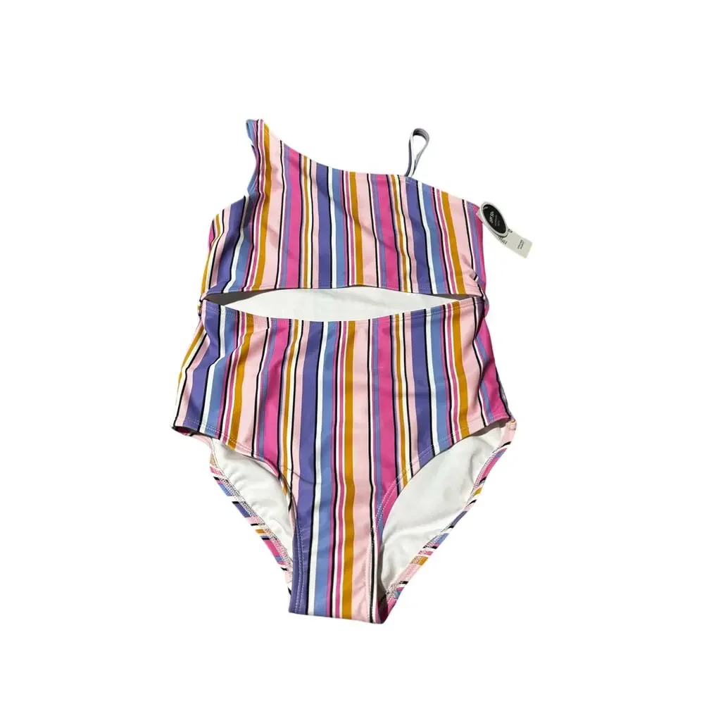 Oshkosh b’gosh 12 pink purple stomach cut away one piece swim upf 50 nwt